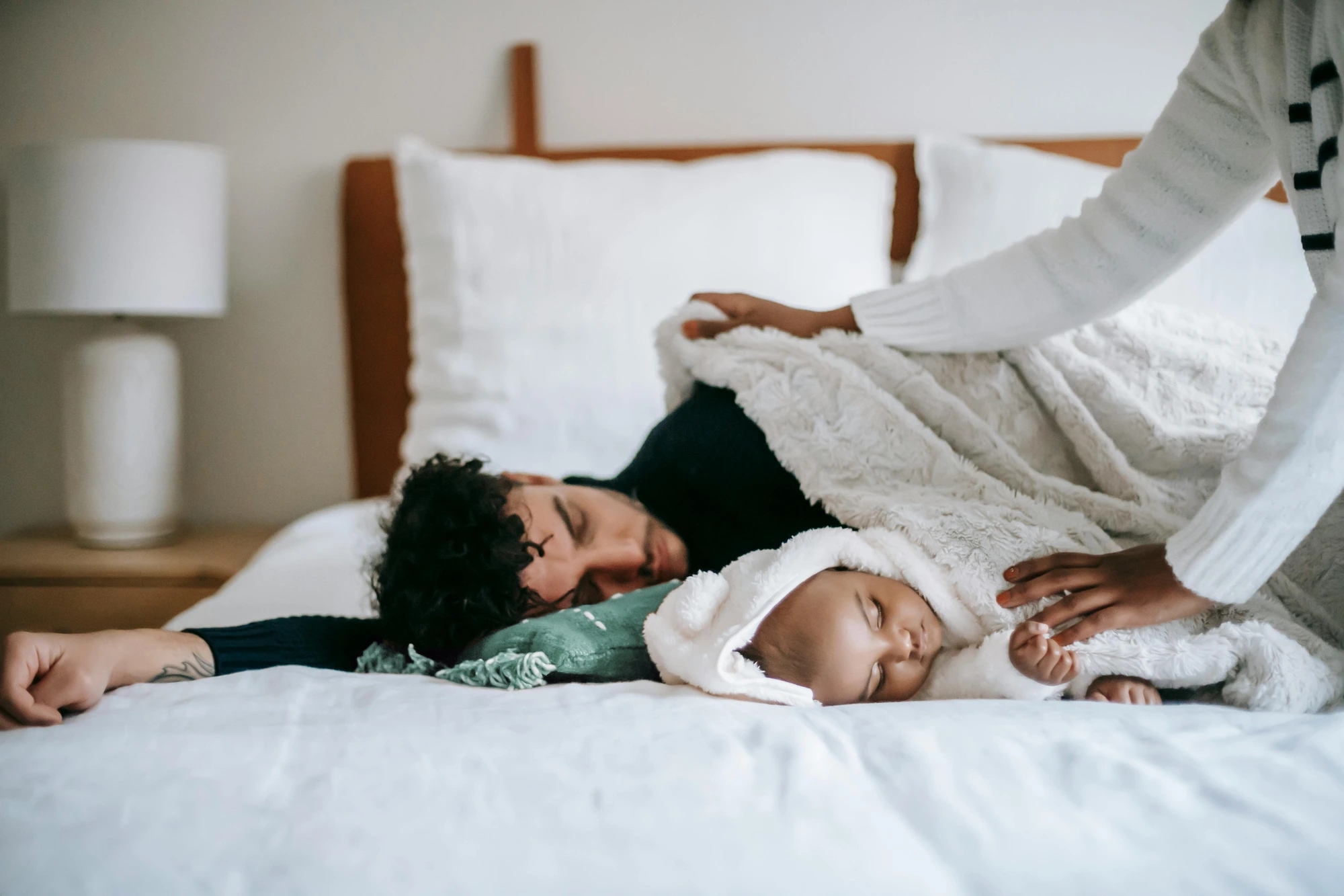 Father and child resting peacefully together