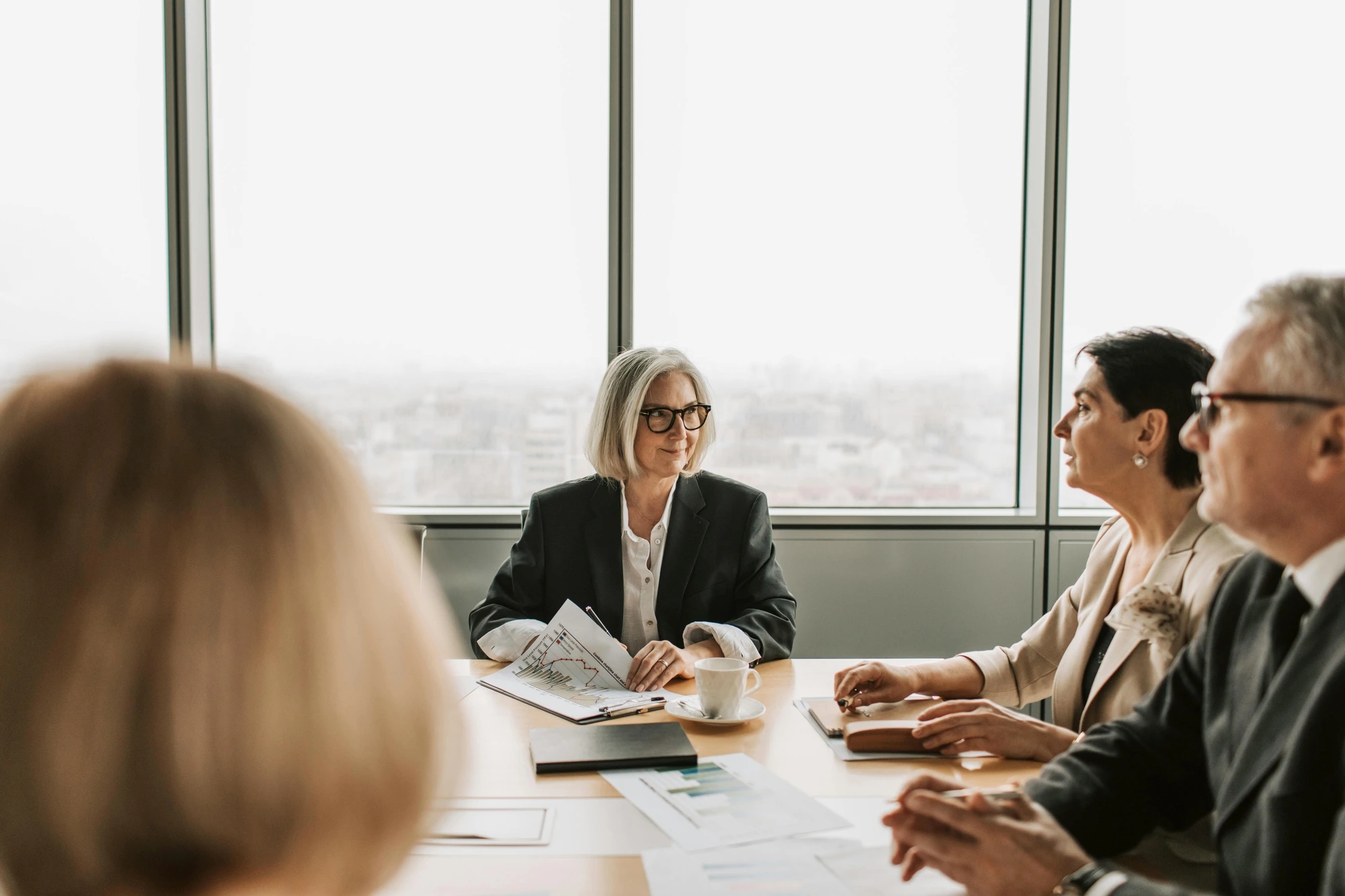 Hospital leadership in a meeting